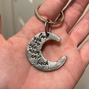 Metal stamped moon keychain